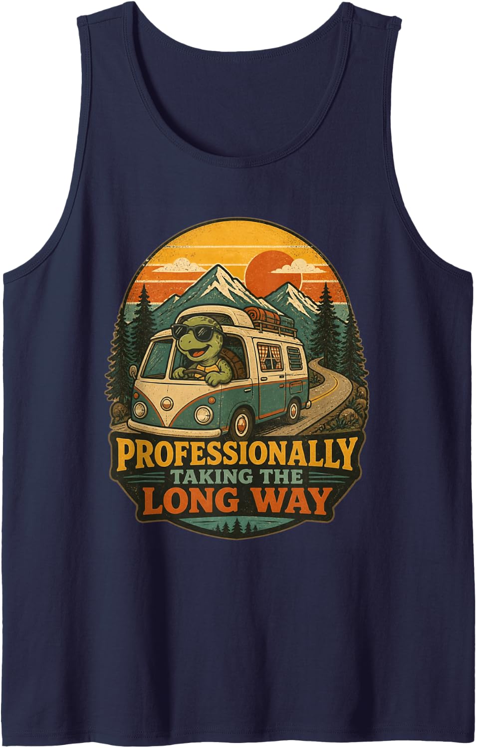 Trip Turtle Sleeveless Tank Top - Navy Blue
