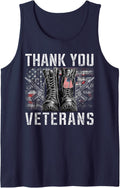 Thank You Veterans for Your Service Veterans Day Sleeveless Tank Top - Navy Blue