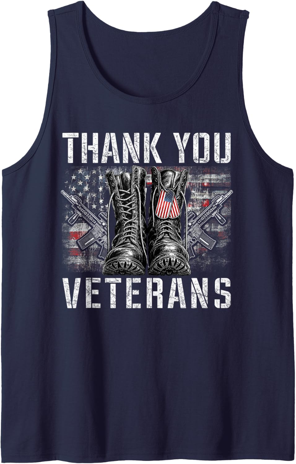 Thank You Veterans for Your Service Veterans Day Sleeveless Tank Top - Navy Blue