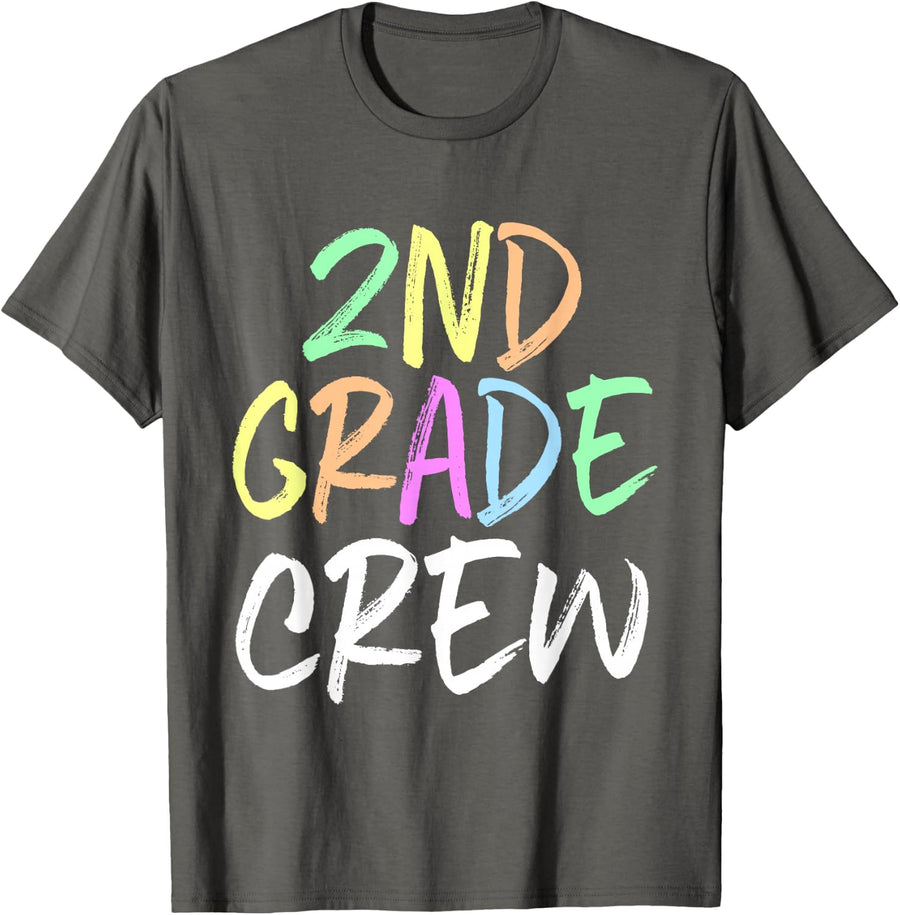 2nd Second Grade Crew Back To School Teacher T-Shirt T-Shirt - Asphalt Grey