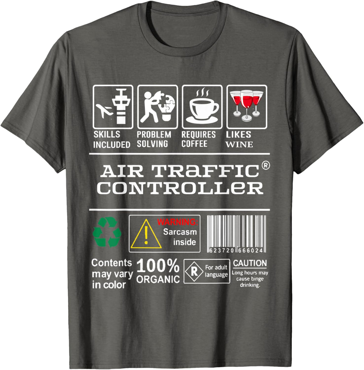 Air Traffic Controller Flight Services Control Costume T-Shirt - Asphalt Grey