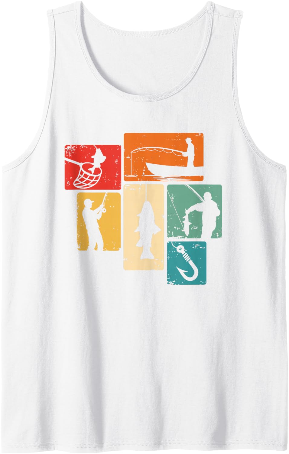 Fisherman Retro Fishing Sleeveless Tank Top - White
