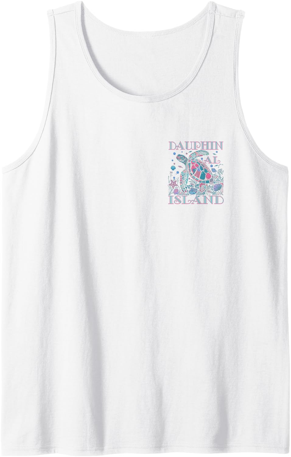 DAUPHIN ISLAND AL TURTLE LOVER COLORFUL BEACH SOUVENIR Tank Top - White