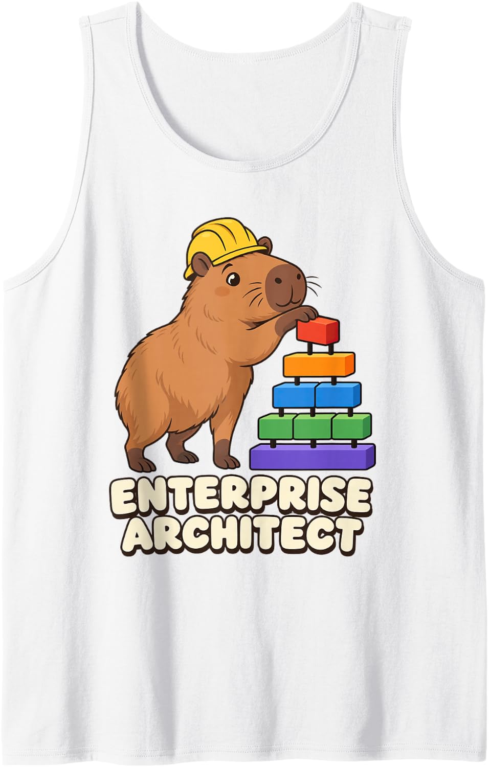 Enterprise Architect Building Blocks Capybara Sleeveless Tank Top - White
