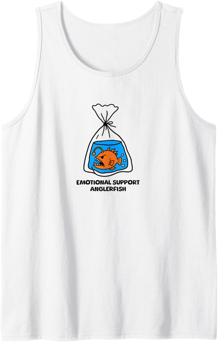 Weirdcore Anglerfish Sarcastic Dark Zoo Aquarium Biologist T Sleeveless Tank Top - White