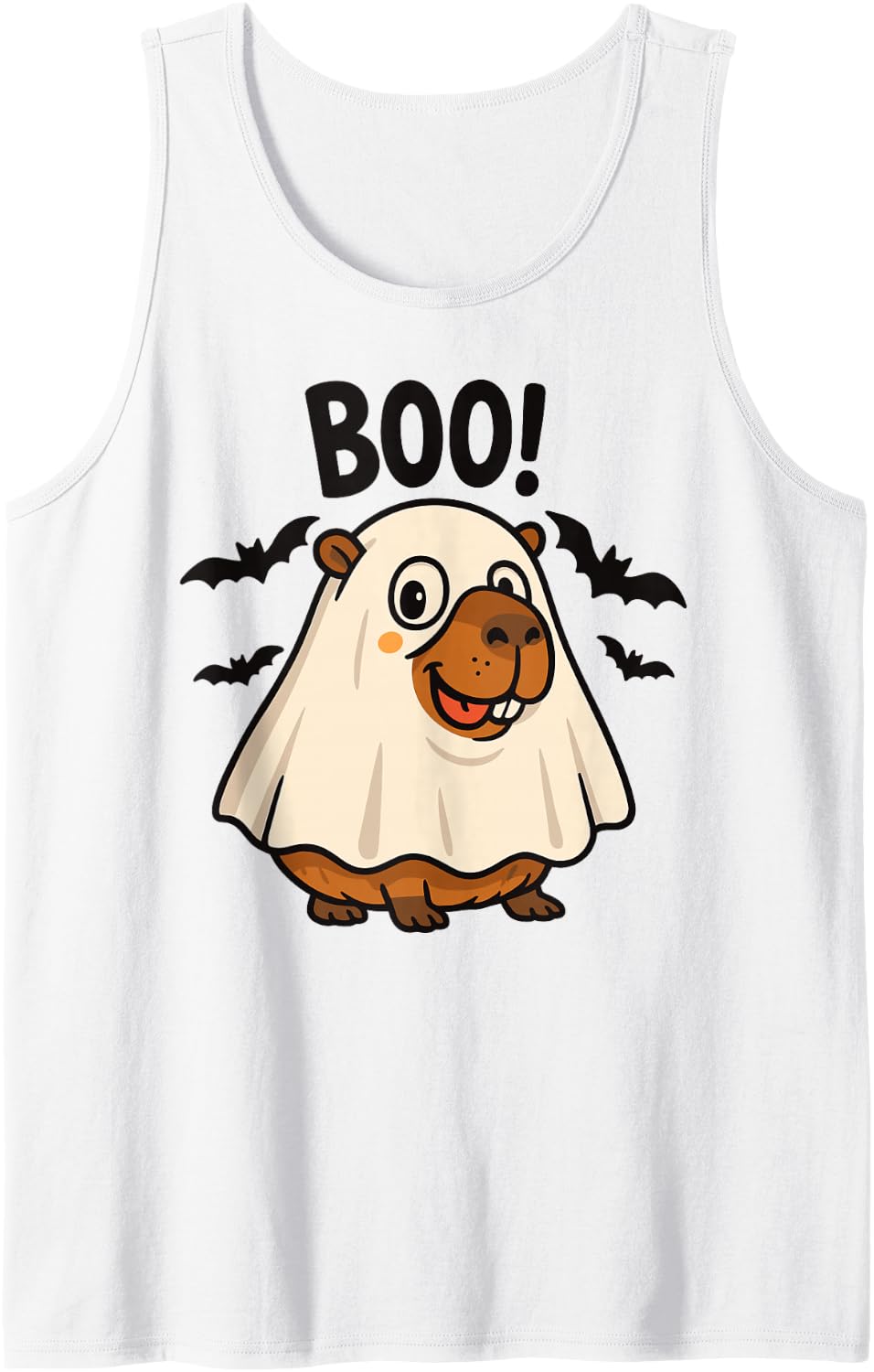 Sppoky Capybara Boo Halloween Ghost Costume Men Women Kids Sleeveless Tank Top - White