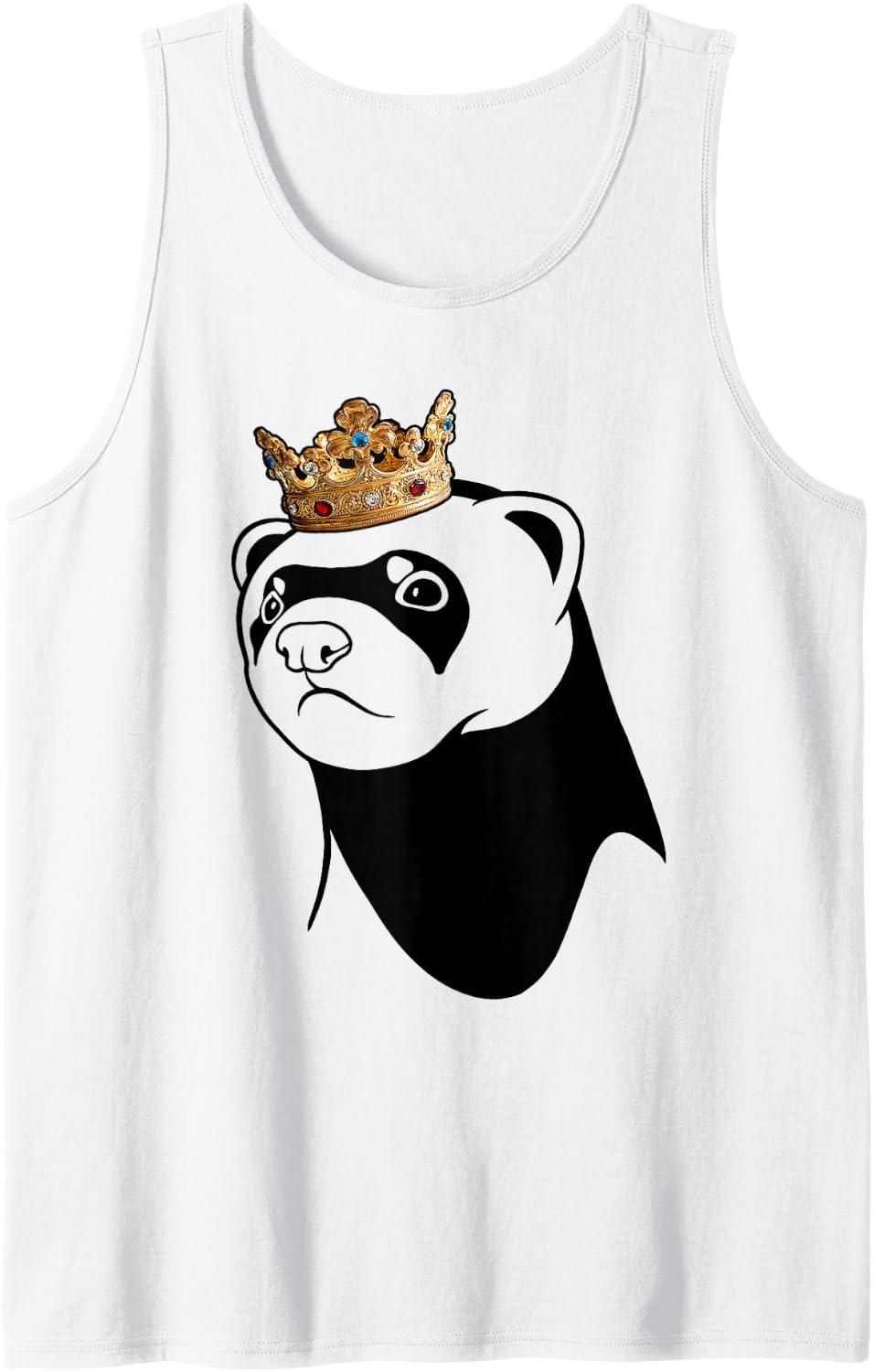 Ferret Wearing Crown Sleeveless Tank Top - White