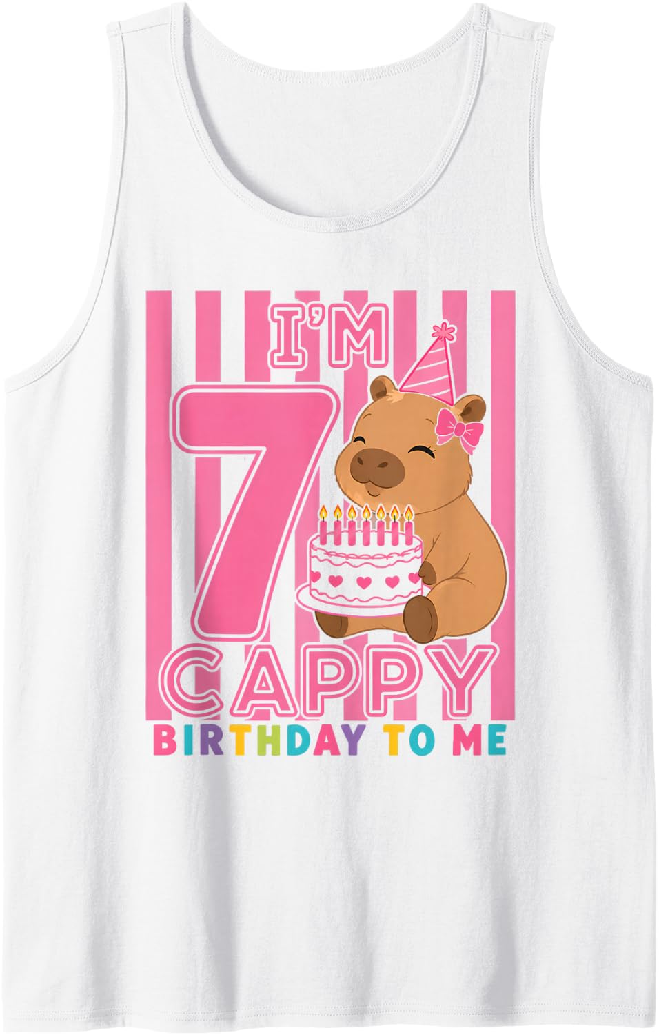 It's My 7th Birthday Capybara 7th Birthday Girl Costume Sleeveless Tank Top - White