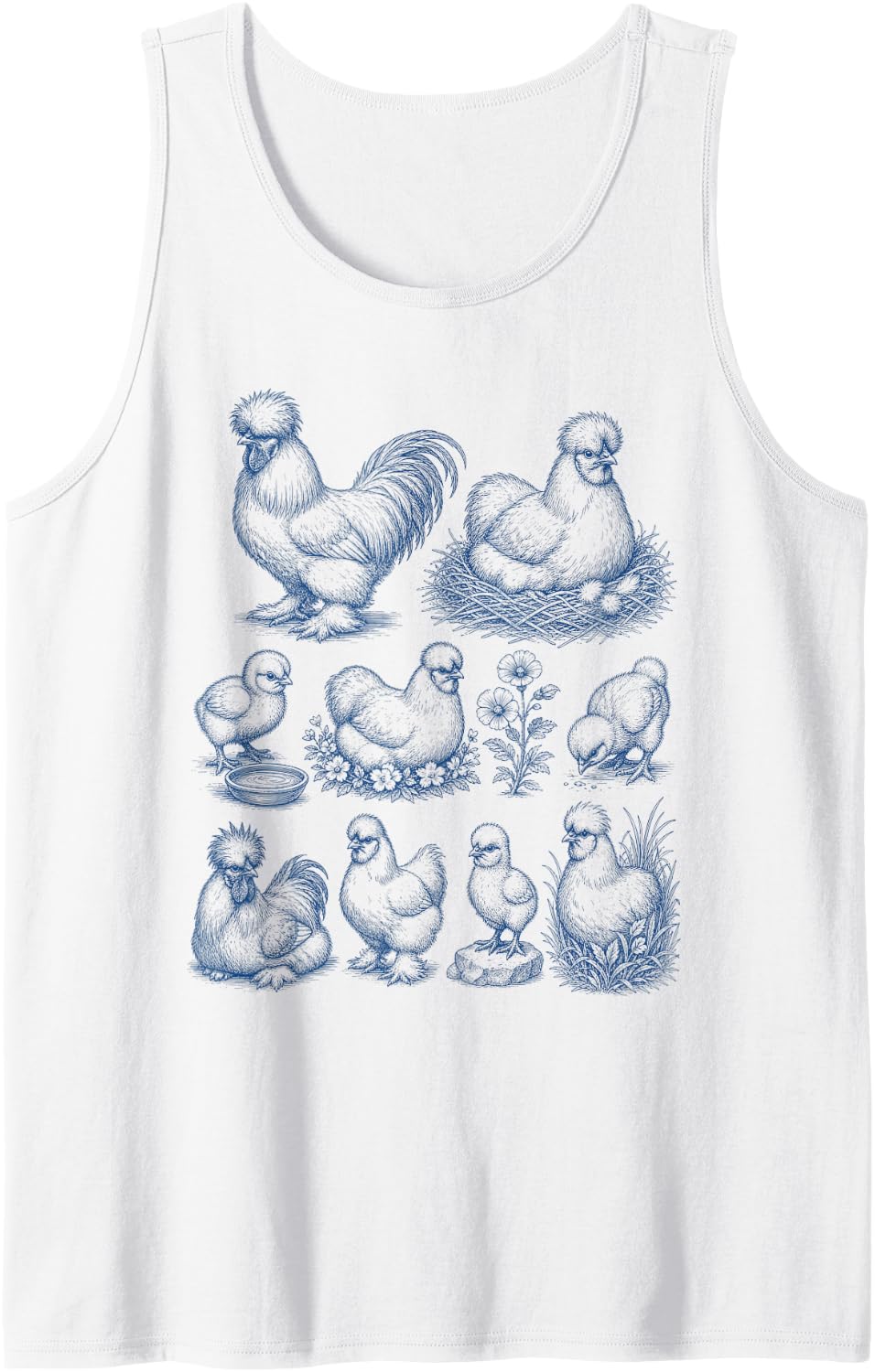 Silkie Chicken Sleeveless Tank Top - White