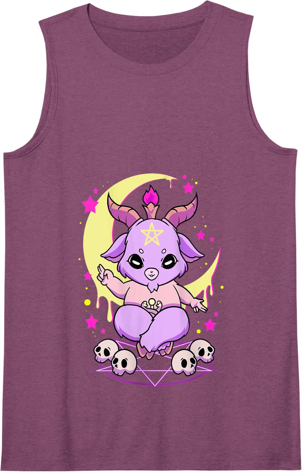 Satan Witch Occult Baphomet Chibi Hail Satan Satanic Tank Top - Purple