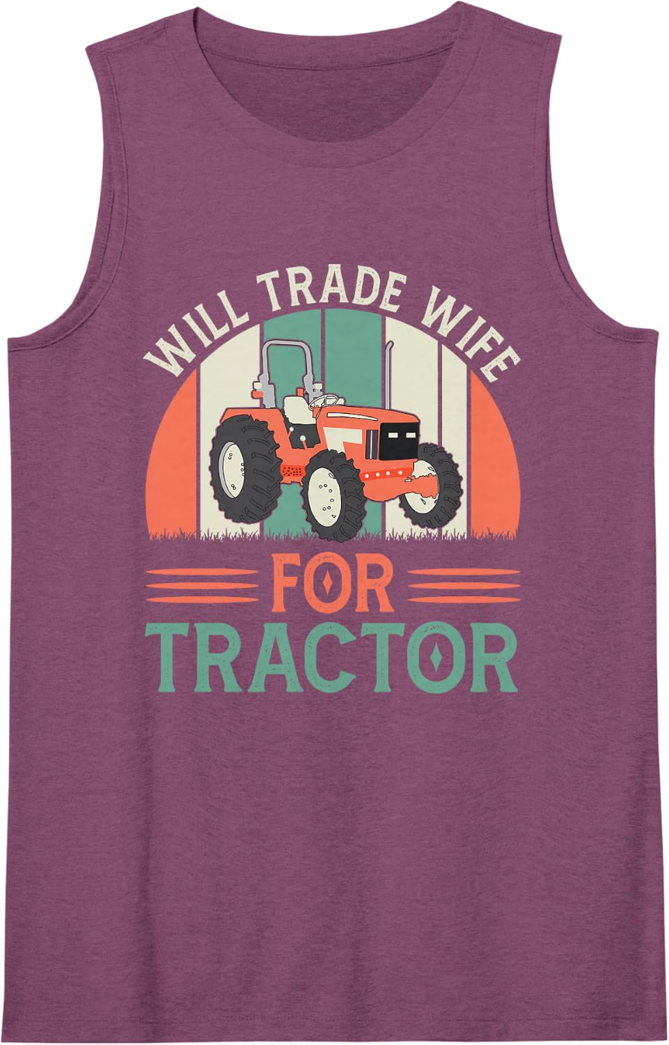 Funny Tractors Will Trade Wife for Tractor Farmer Couple Sleeveless Tank Top - Purple
