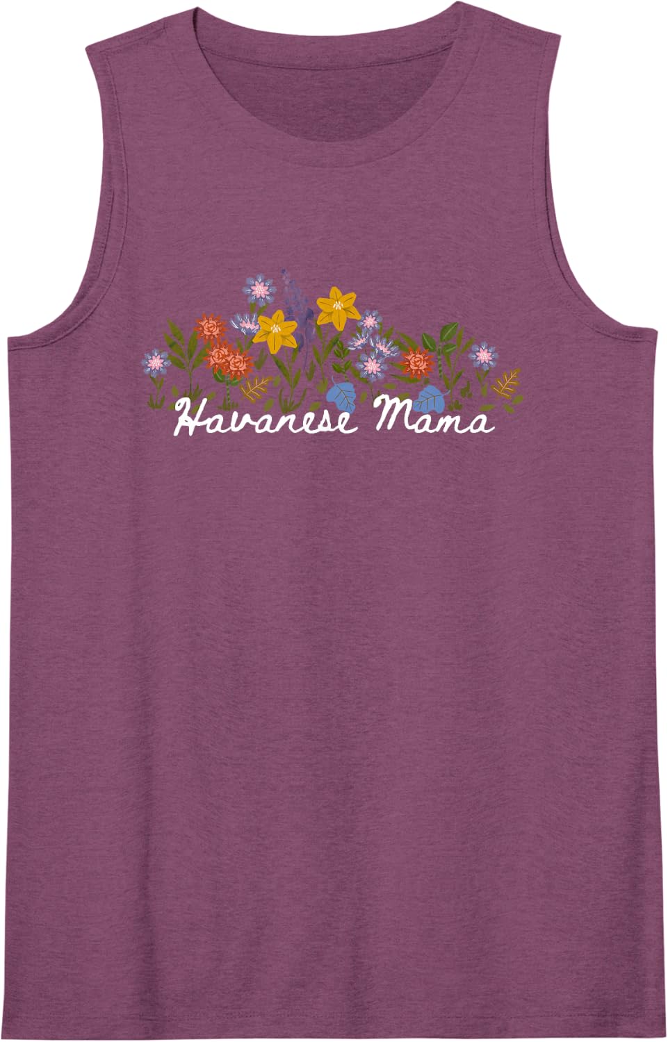 Floral Quote Havanese Mama Sleeveless Tank Top - Purple