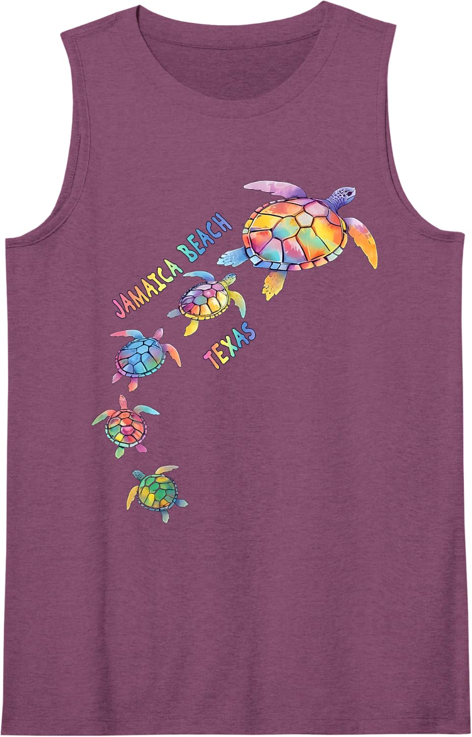 Jamaica Beach Galveston Island Texas Sea Turtle Lover Beach Sleeveless Tank Top - Purple