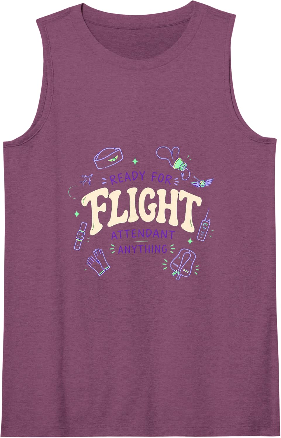 Flight Attendant Ready for Anything Sleeveless Tank Top - Purple