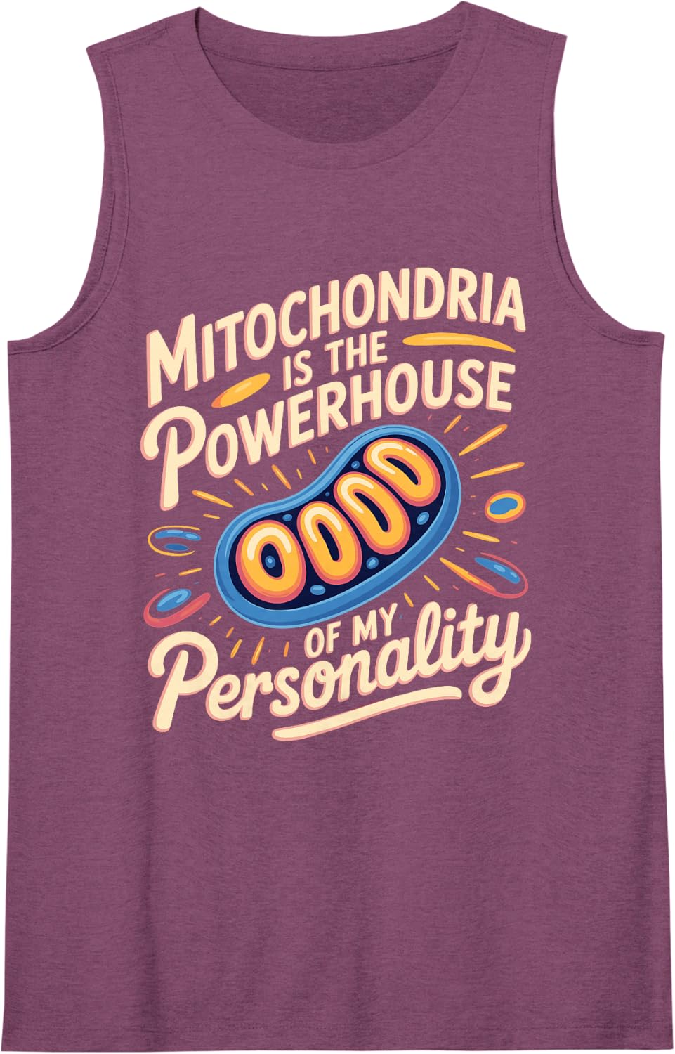 Mitochondria is the Powerhouse of My Personality Biology Sleeveless Tank Top - Purple