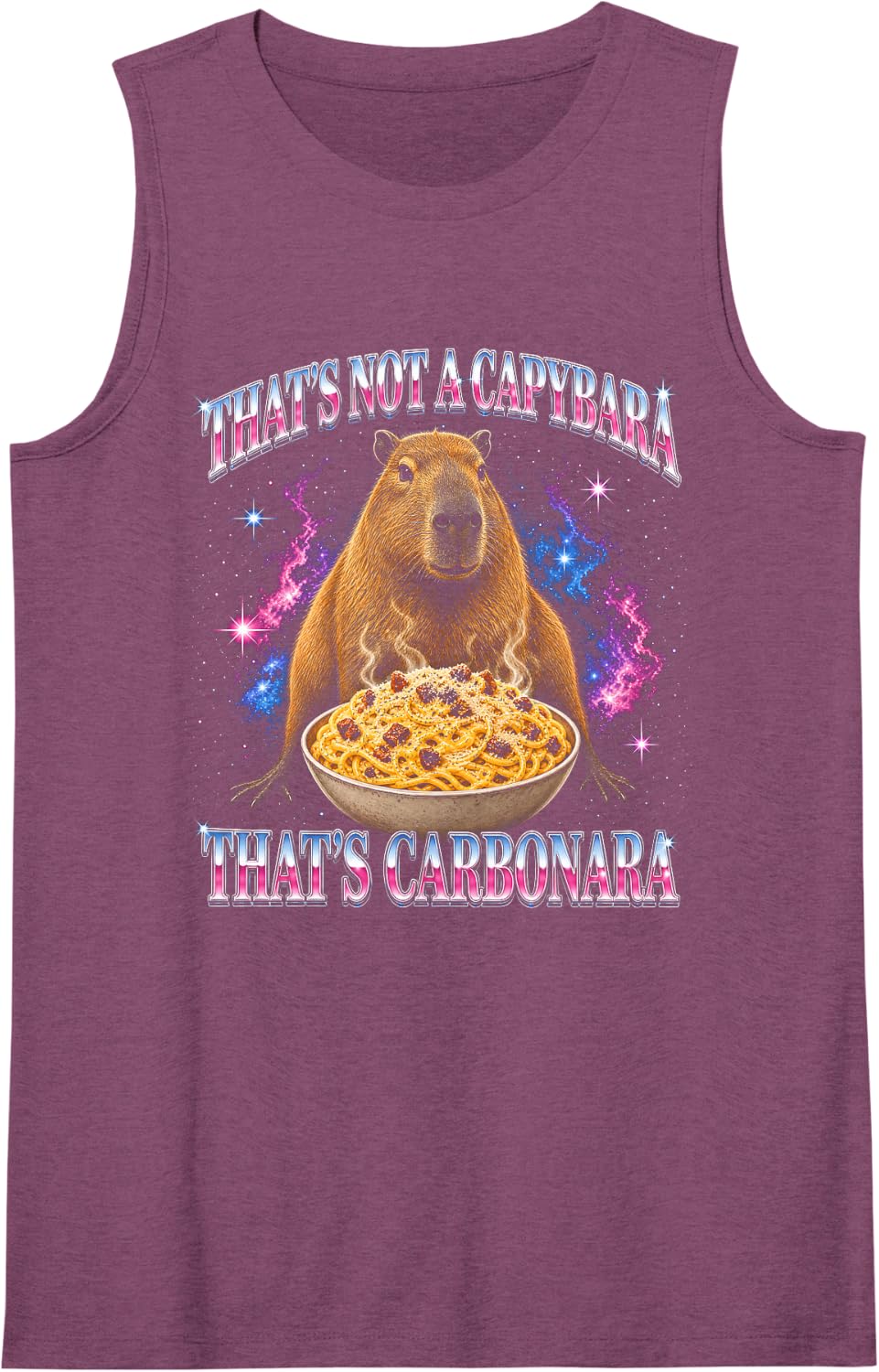 Capybara Carbonara Meme Funny Sleeveless Tank Top - Purple