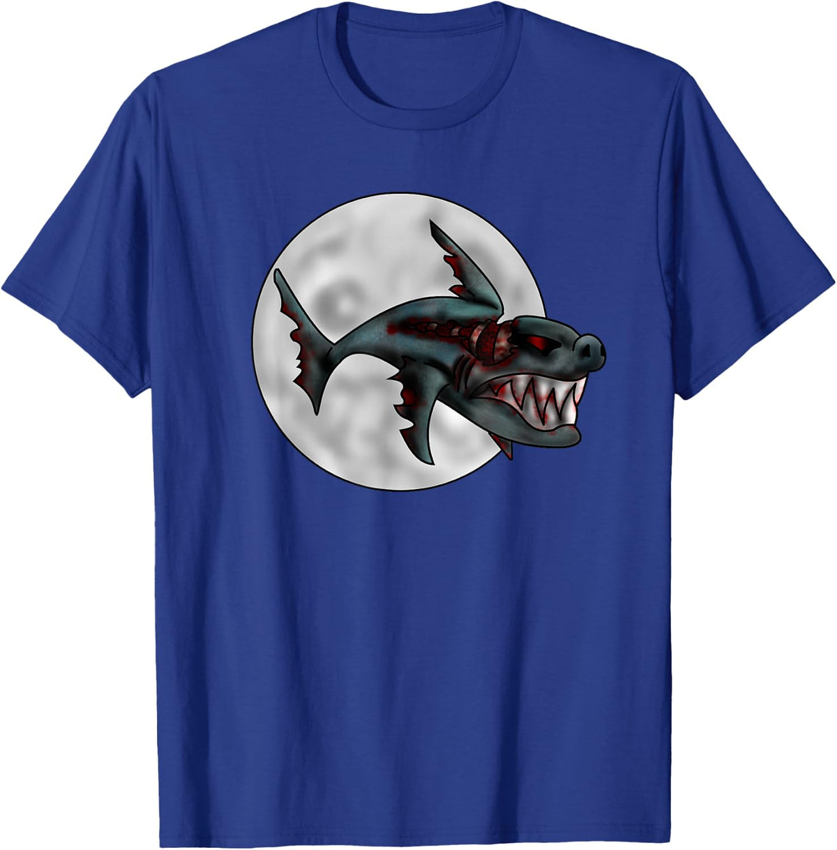 Scary Flying Shark T-shirt funny Graphic Tee Design - Royal Blue