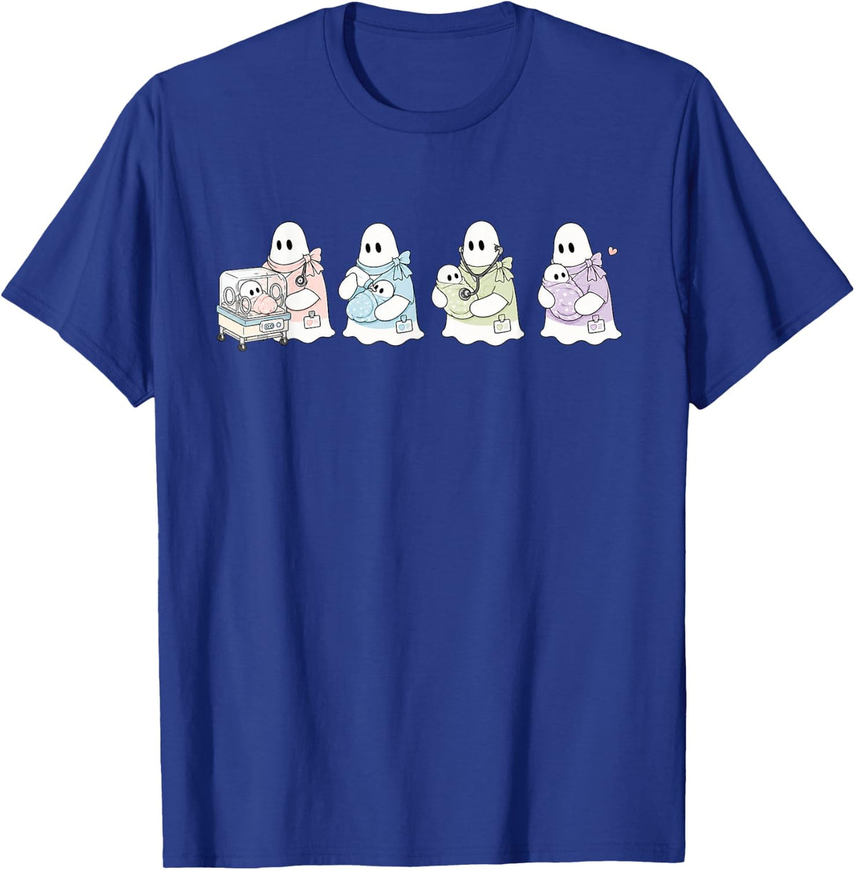 Halloween Ghost Nicu Nurse Neonatal Intensive Care Unit T-Shirt - Royal Blue