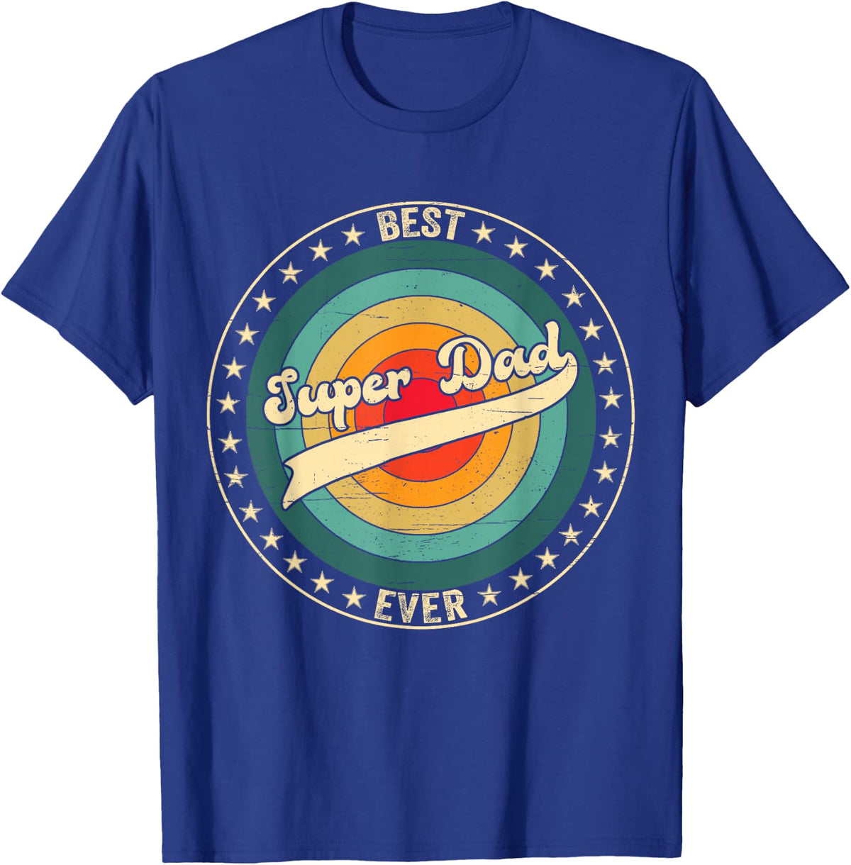 Retro Best Dad Super Dad Ever Fathers Day Vintage Cool Daddy T-Shirt - Royal Blue