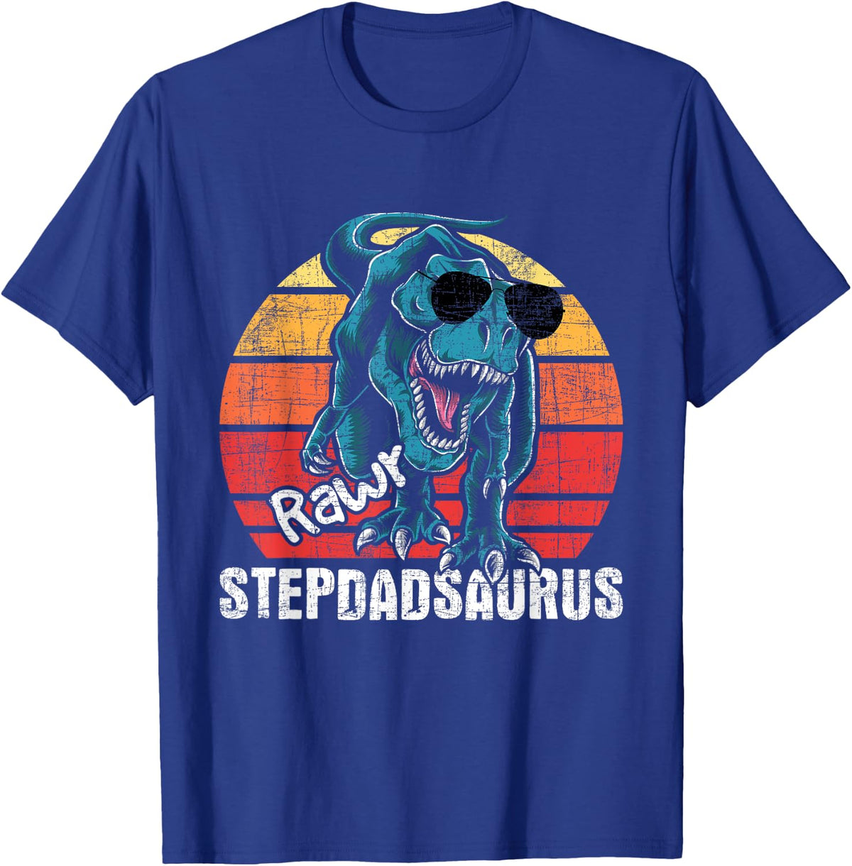 Stepdadsaurus - Retro Stepdad Stepfather Bonus Dad T-Shirt - Royal Blue