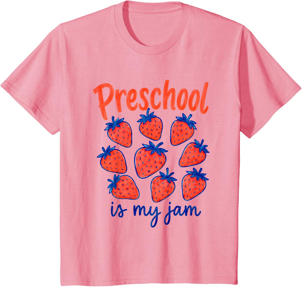 Preschool is My Jam Strawberry for Teachers and Students T-Shirt - Pink