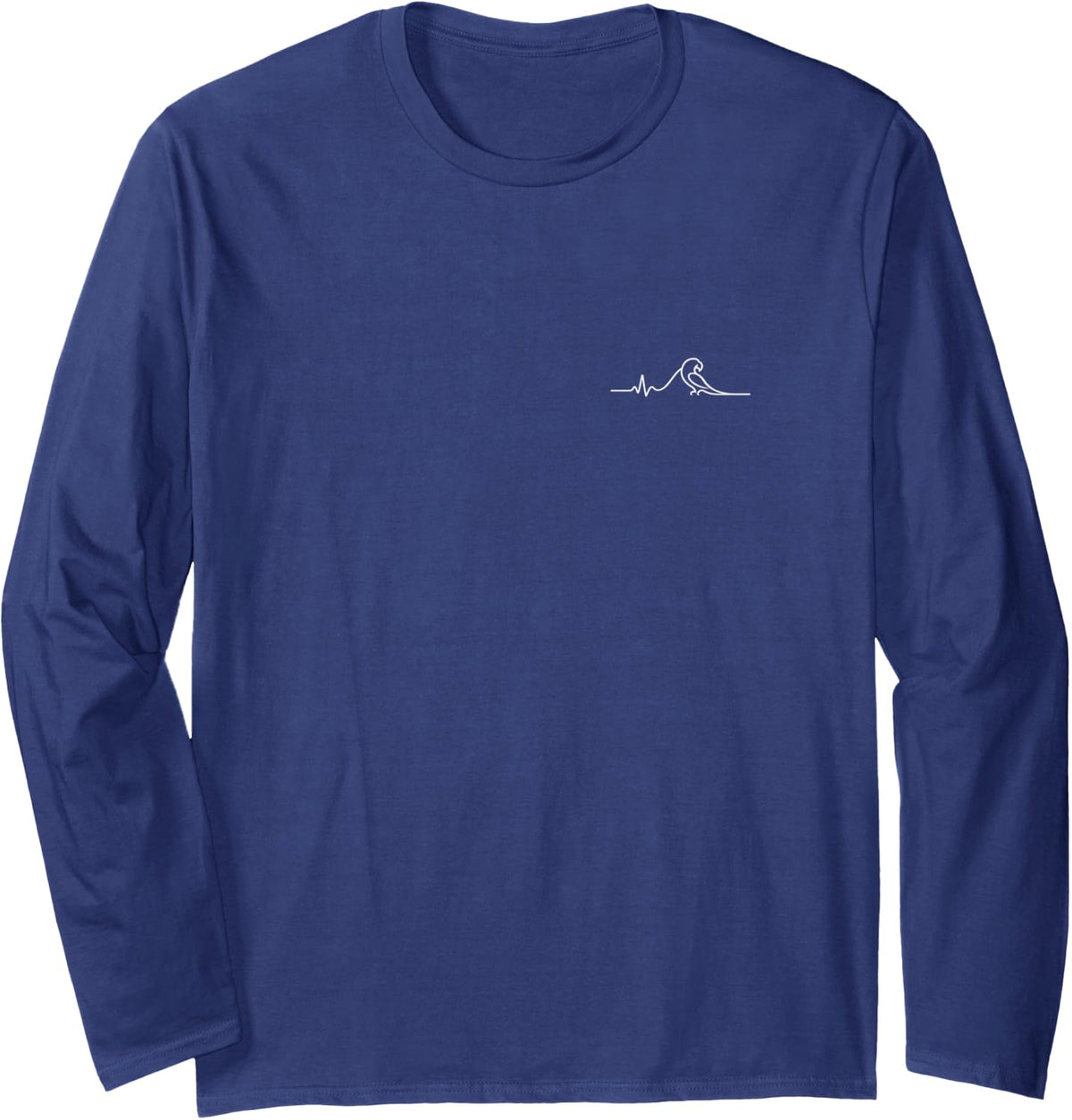 Parrot Heartbeat Minimalist Bird Lover Design Long Sleeve T-Shirt - Adult Unisex Navy Blue
