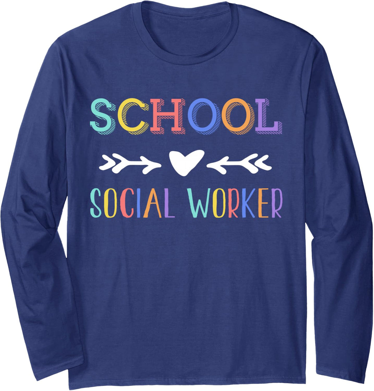 School Social Worker Counselor Long Sleeve T-Shirt - Adult Unisex Navy Blue
