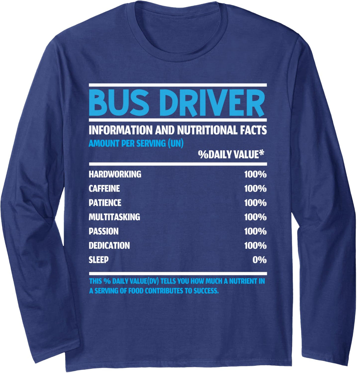 Student Delivery Specialist School Bus Driver Vehicle Long Sleeve T-Shirt - Adult Unisex Navy Blue