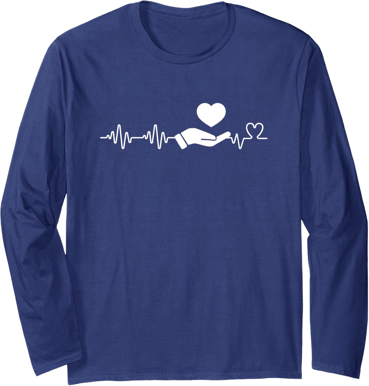 Heartbeat Social Work School Social Worker Long Sleeve T-Shirt - Adult Unisex Navy Blue