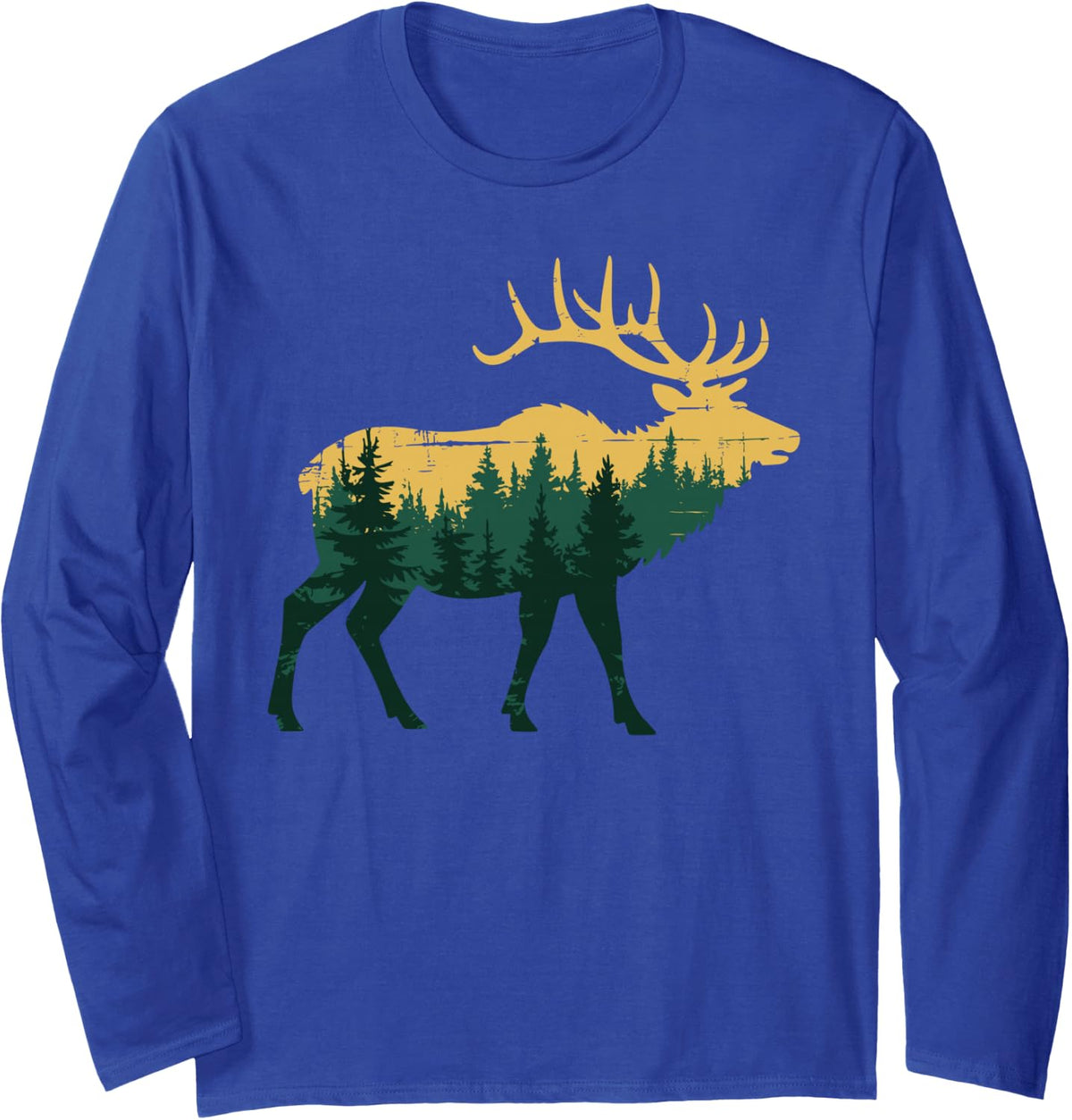 Funny Elk Hunting Art for Men Women Hunt Elk Hunter Long Sleeve T-Shirt - Adult Unisex Royal Blue