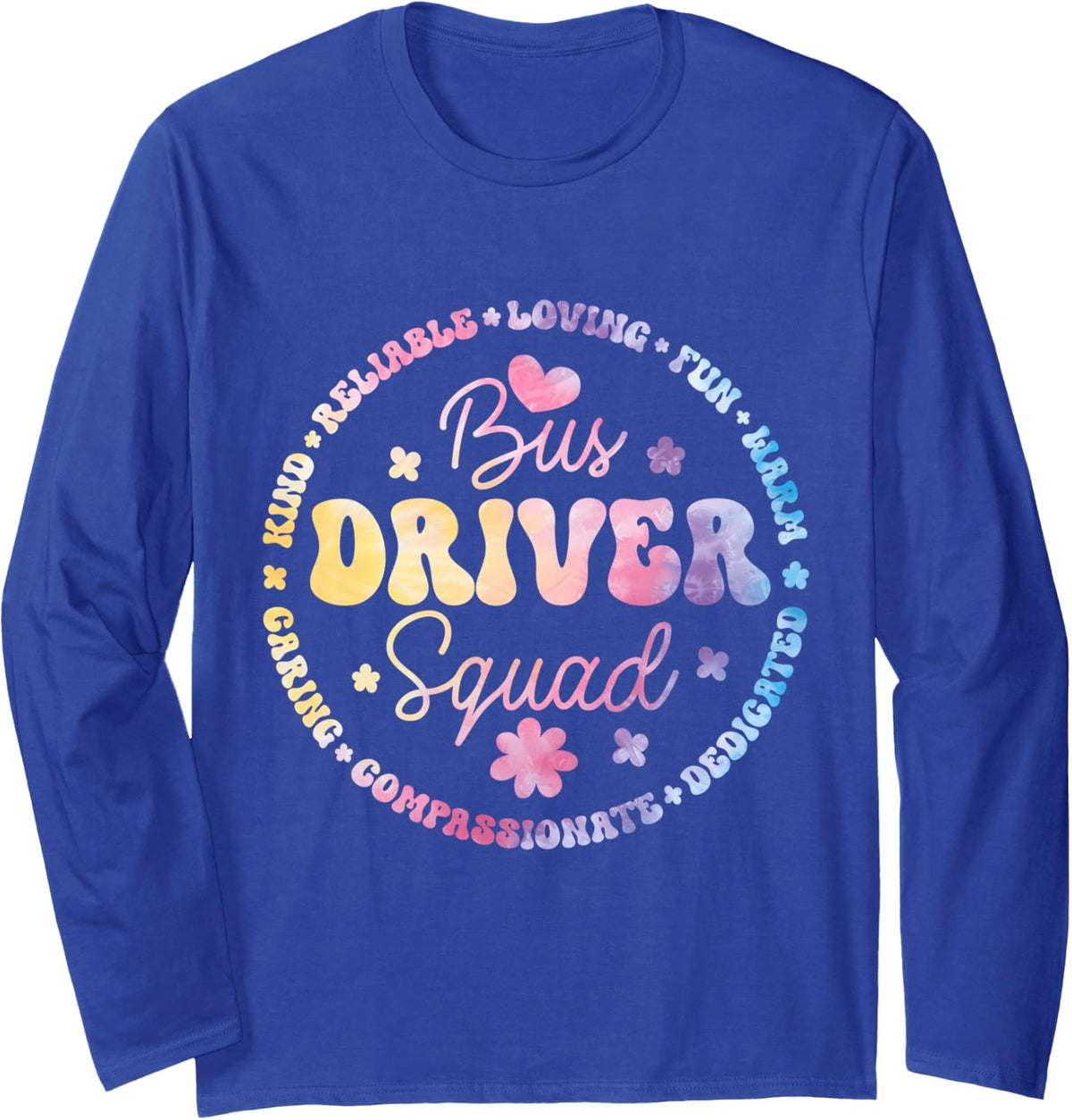 Groovy Bus Driver Squad Back to School Squad Appreciation Long Sleeve T-Shirt - Adult Unisex Royal Blue
