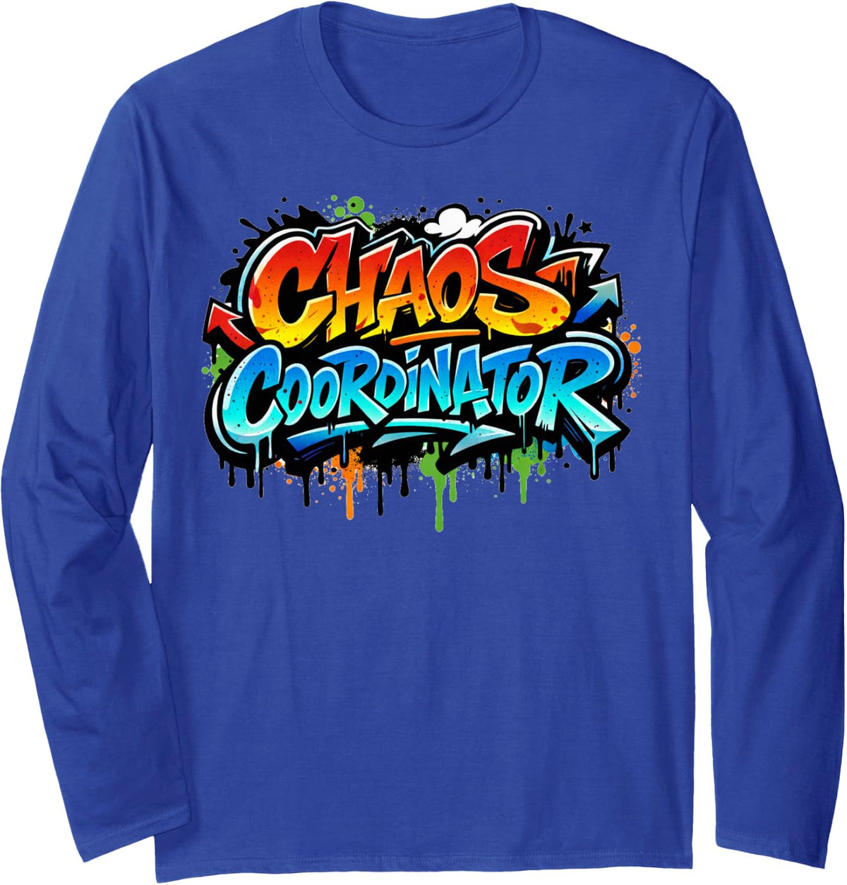 Chaos Coordinator Graffiti Urban Street Art Long Sleeve T-Shirt - Adult Unisex Royal Blue