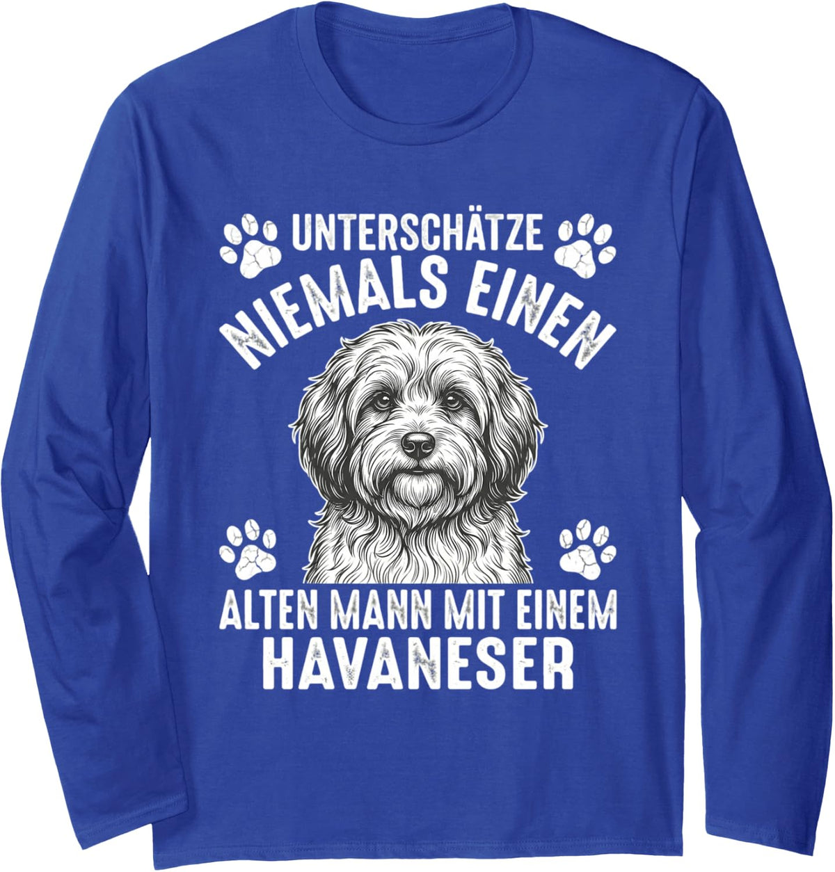 Havaneser Old Man Havanese Long Sleeve T-Shirt - Adult Unisex Royal Blue