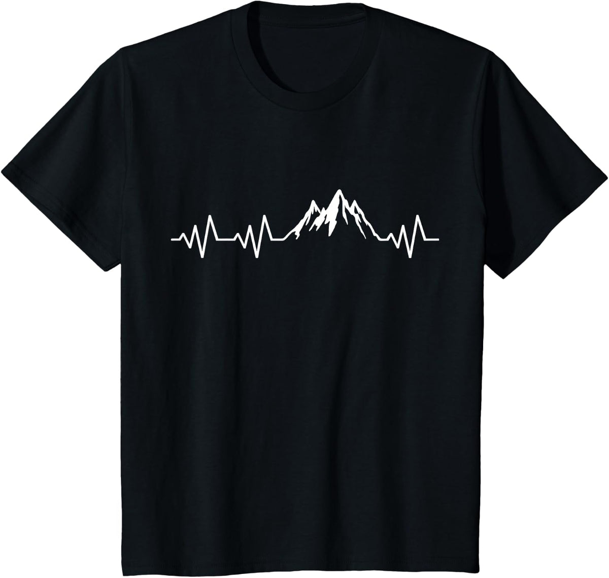 Heartbeat Mountain Hiking ECG Mountaineering Hiker Pulse T-Shirt - Black
