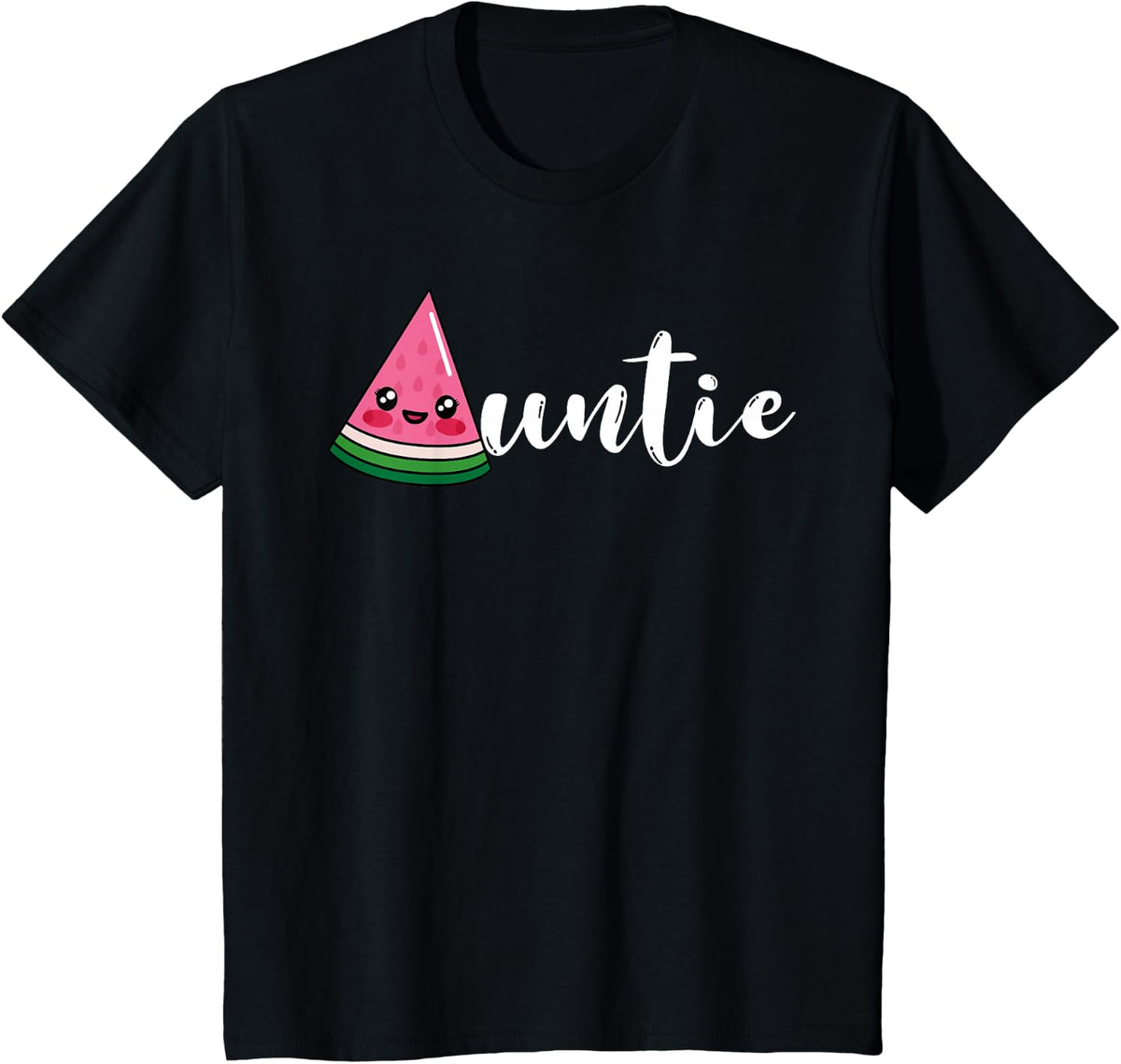 Funny Watermelon Fruit Lover Auntie Aunt Family Summer Vacation Tees T-Shirts - Black
