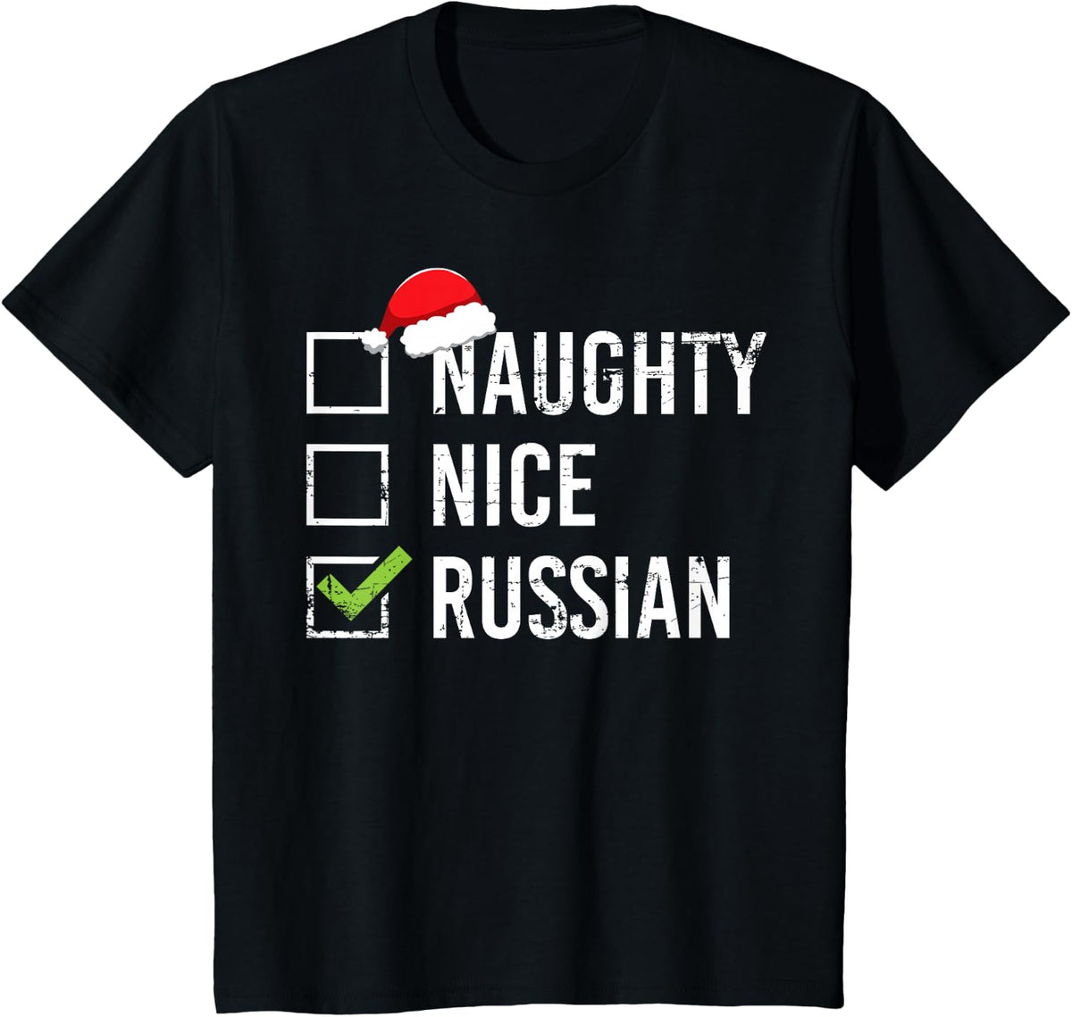 Naughty Nice Russian Shirt Santa Funny Russia Christmas Gift T-Shirt - Black