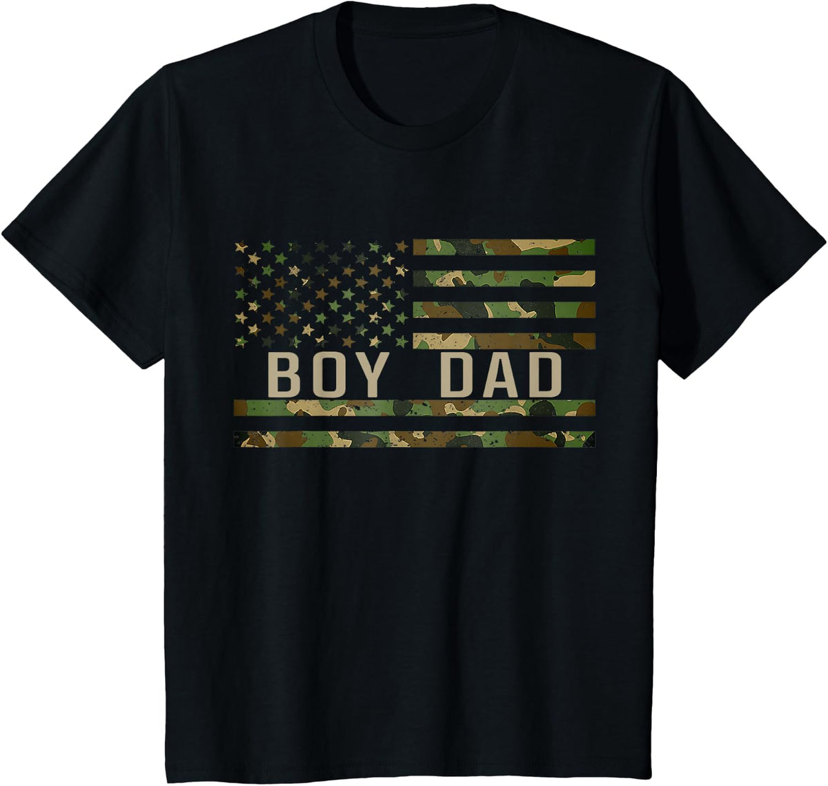 Boy Dad Proud Dad of Boy Fathers Day Shirt for Dad US Flag T-Shirt - Black