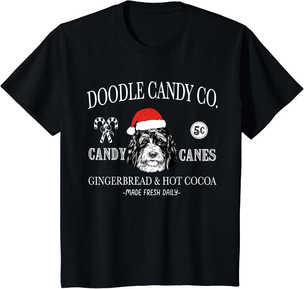 Funny Santa Bernedoodle Doodle Mom Christmas Vintage Holiday T-Shirt - Black