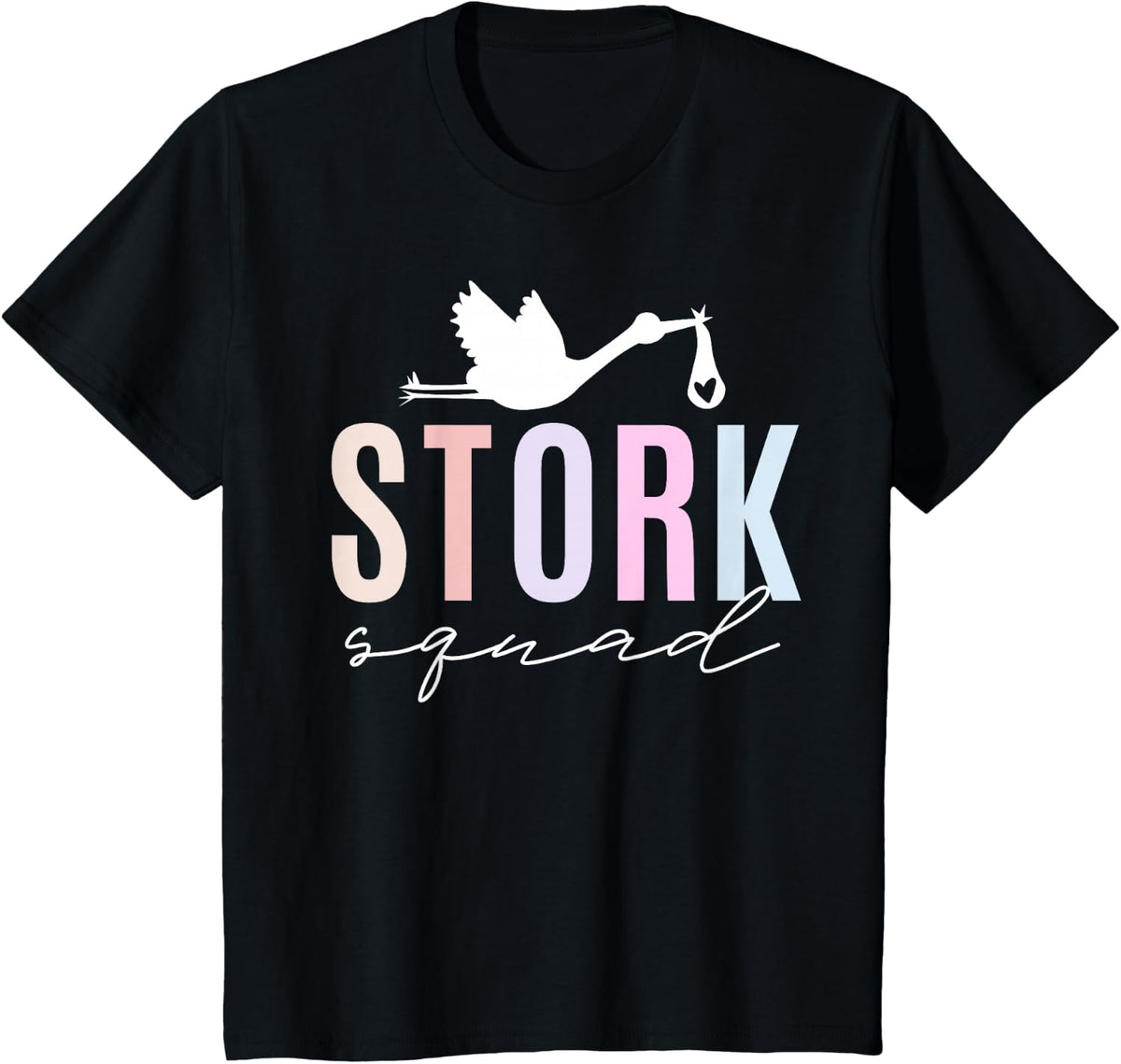 Stork Squad Labor Delivery Nurse Midwife Matching Unit Team T-Shirt - Black