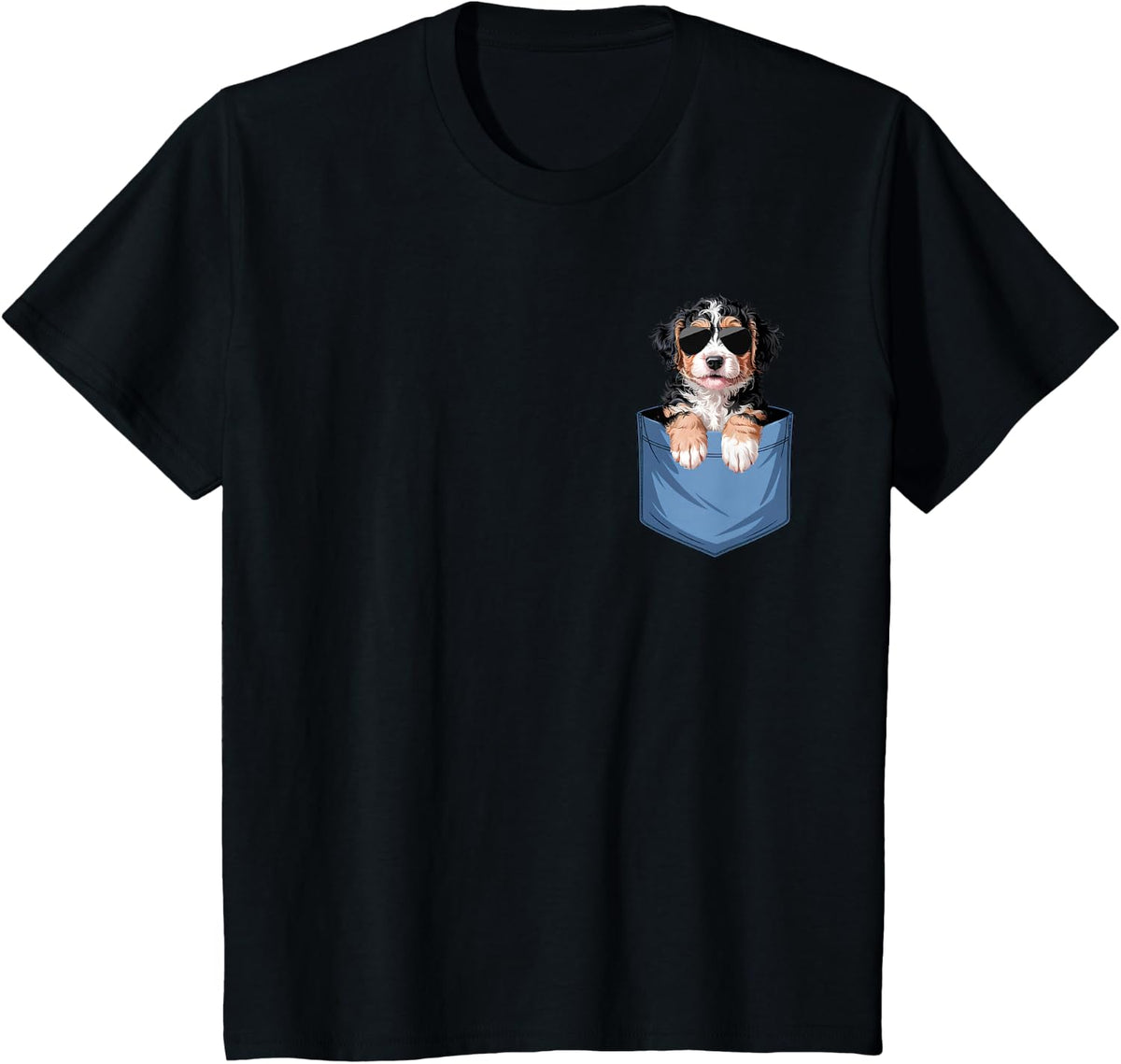 Cute Pocket Bernedoodle Lover Doodle Dog Mom T-Shirt - Black