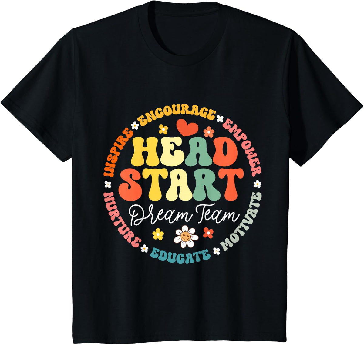 Head Start Dream Team Squad Teacher T-Shirt Tee Headstart Back To School - Black