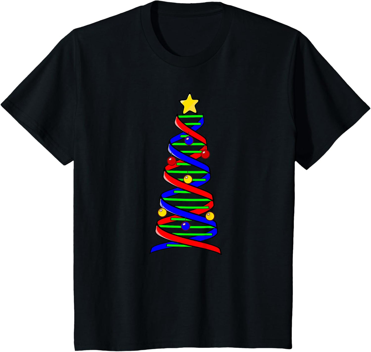 DNA Helix Christmas Tree Life Science Biology Teacher Gift T-Shirt - Black