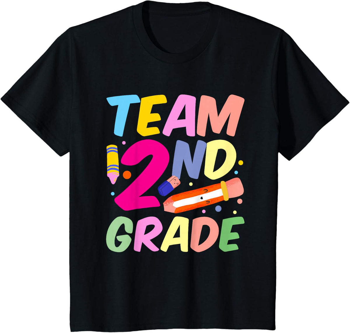 Team Second Grade School Teacher Second Grader Student T-Shirt - Black