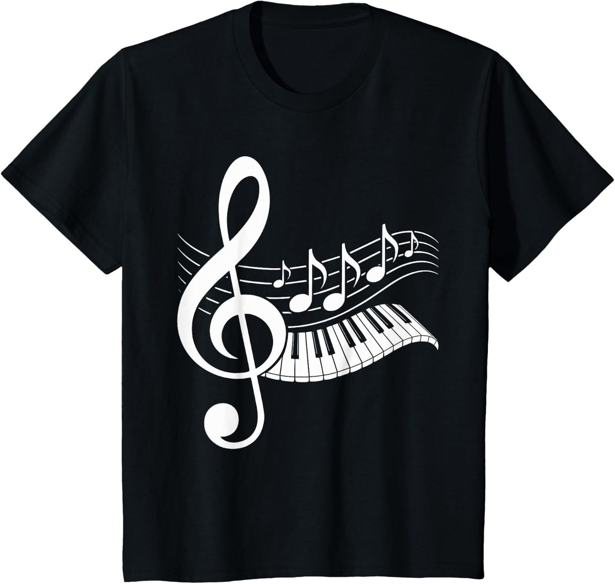 Pianist Music Note Treble Clef Piano Player Keyboard Teacher T-Shirt - Black