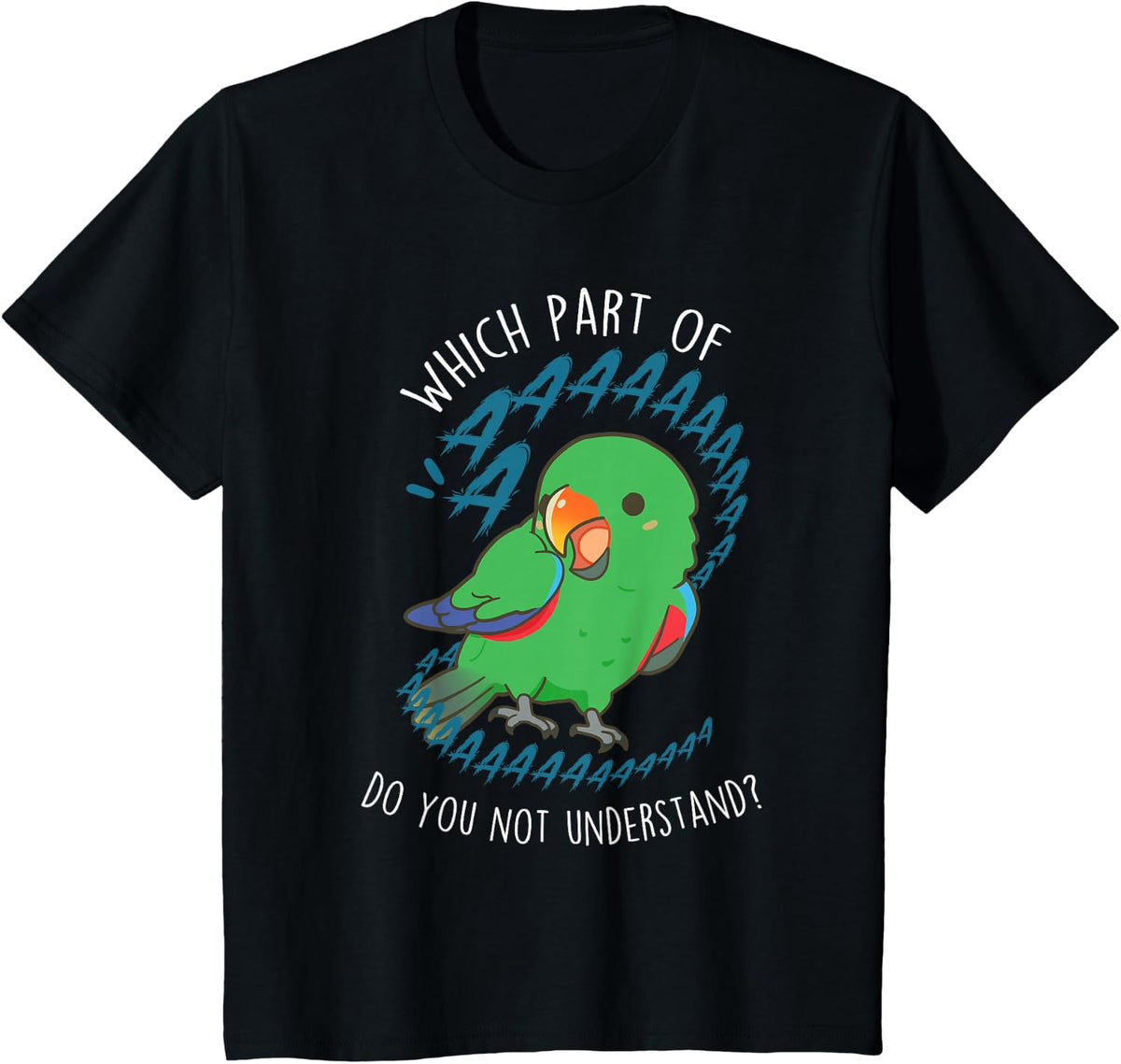 Male Eclectus Parrot Aaaa Funny Cute Green Bird Mom Bird Dad T-Shirt - Black