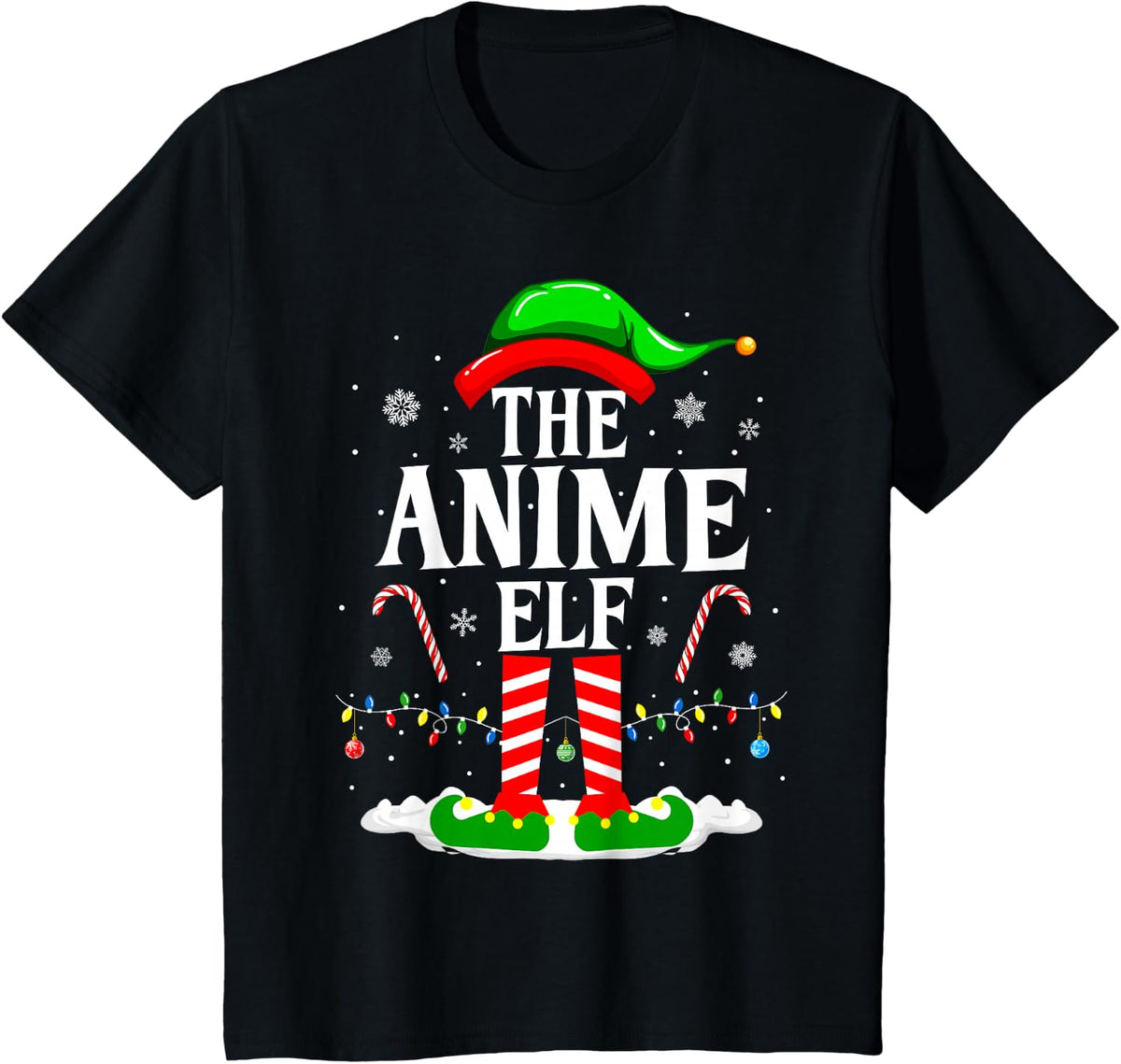 The Anime Elf Matching Family Xmas Funny Anime Christmas T-Shirt - Black
