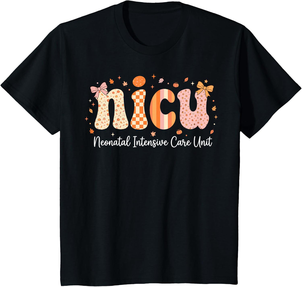 Fall NICU Nurse Parent Support Autumn Baby T-Shirt - Black
