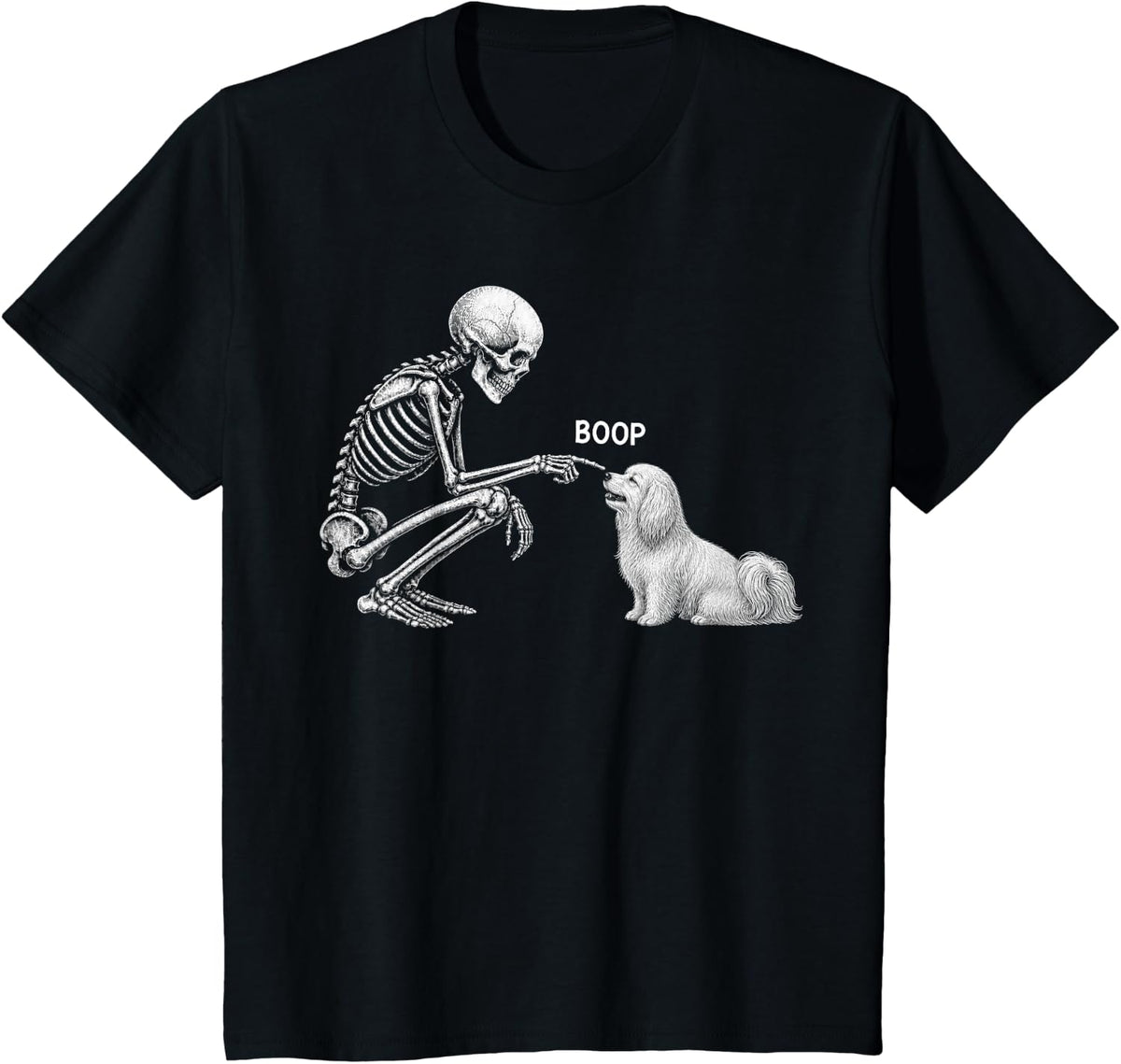 Skeleton Boop Havanese Dog Nose Vintage Halloween T-Shirt - Black