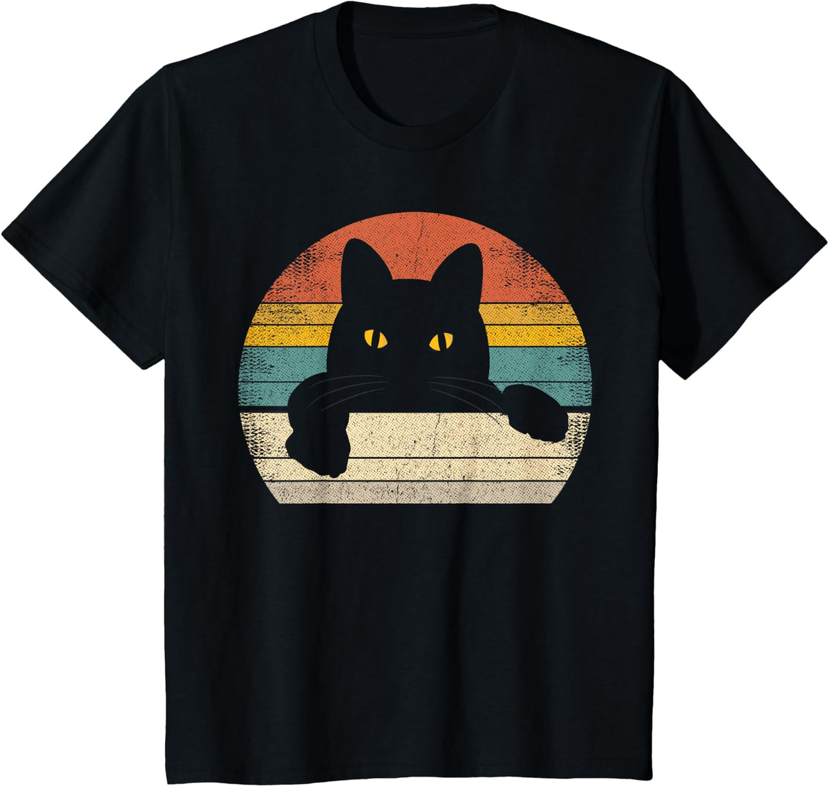 Black Cat Vintage Retro Style - Cats Lover Gift T-Shirt - Black