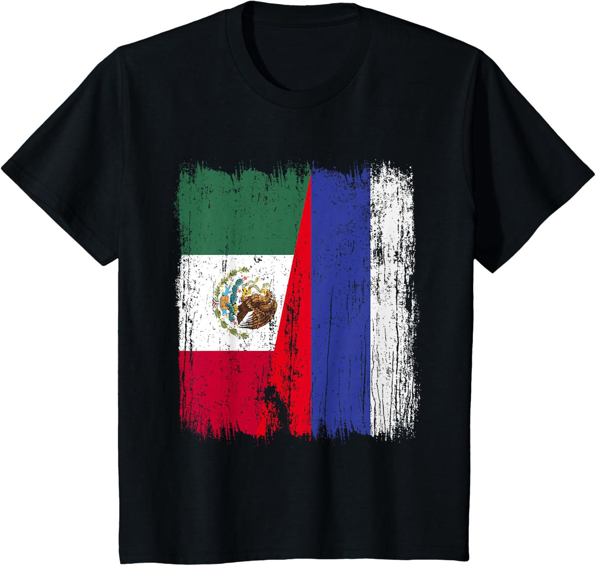 Mexico Russia Half Flag Mexican Russian Jersey T-Shirt - Black